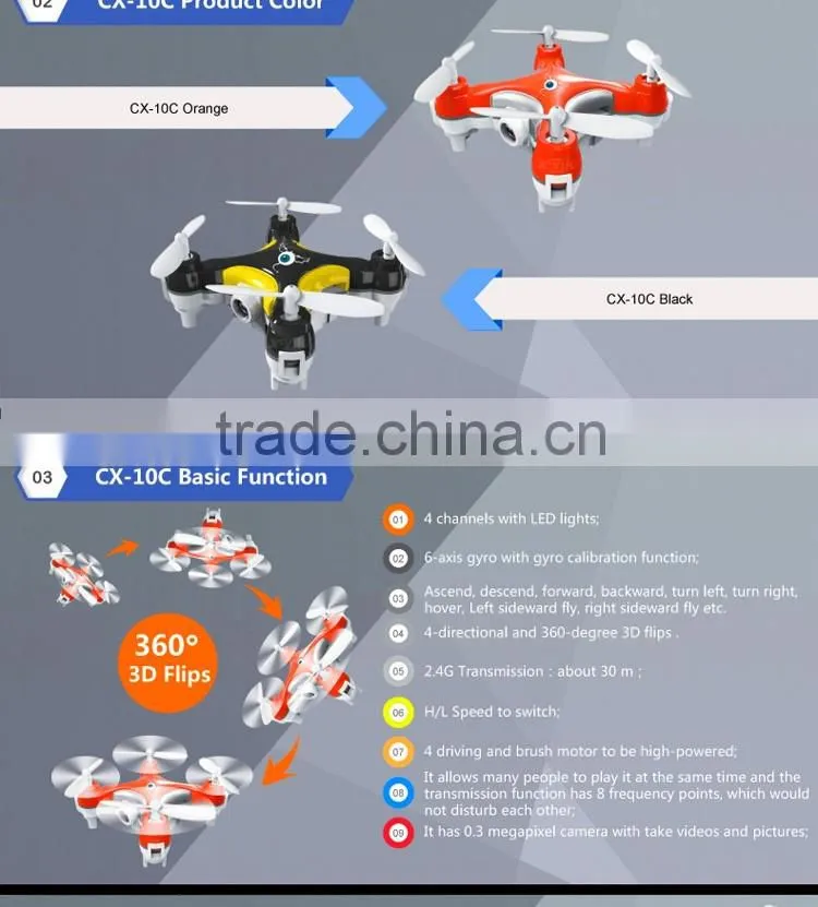 Cheerson CX-10C is the world's smallest drone with camera