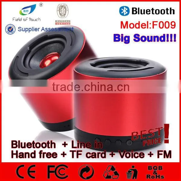 Model F009 Super bass Metal Mini Speaker Bluetooth with Strong Vibration TF Card FM Radio