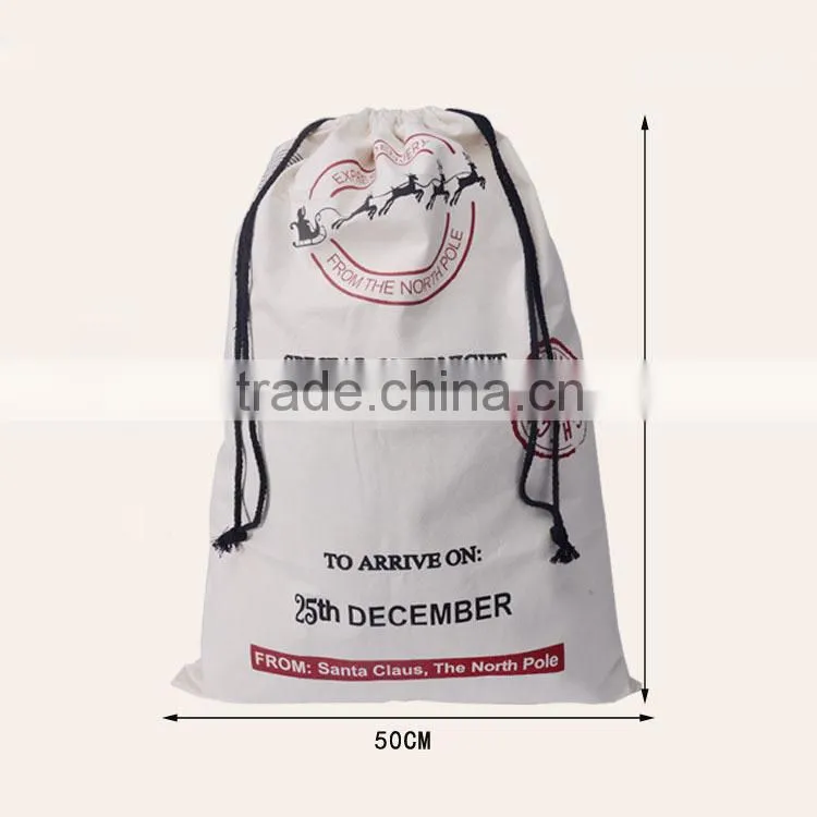 Fast shipping!Wholesale Santa sacks white red santa sack bag with drawstring Christmas Santa Claus wholesale Santa sacks