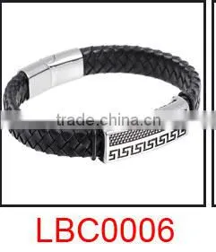 Men black braided leather bracelet cool bracelet for boys New