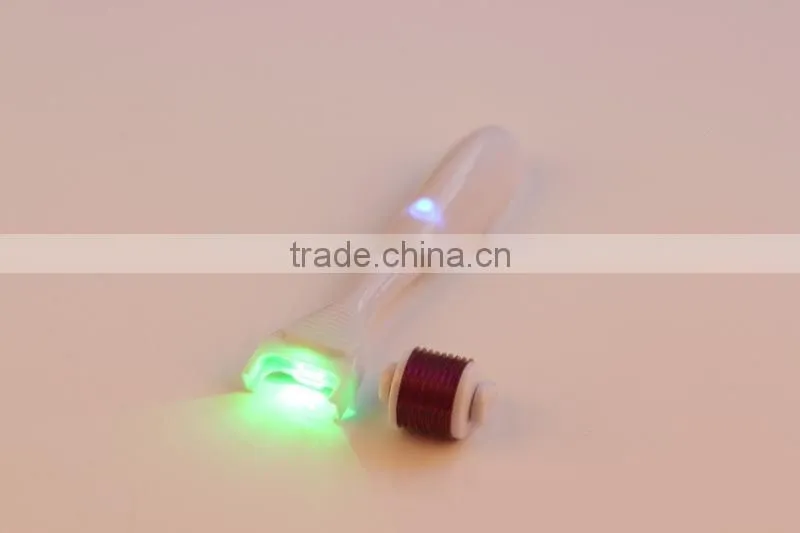 Multi-Color Led Vibration Massage Derma Roller with replaceable roller tip