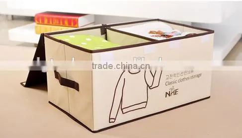 Eco-Friendly good quality custom printed foldable non woven storage Box and Bin with two lids