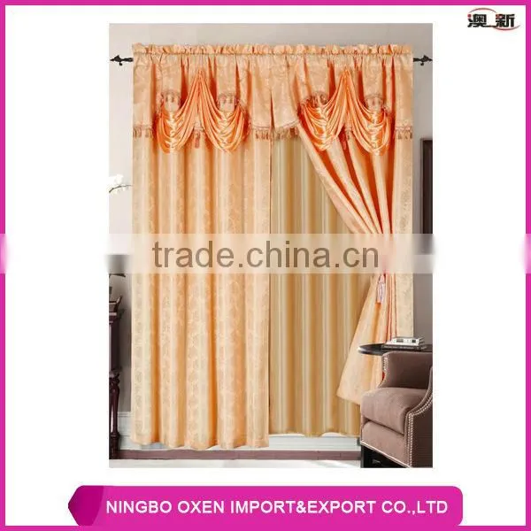 2PCS Jacquard Window Curtain Set With Lining