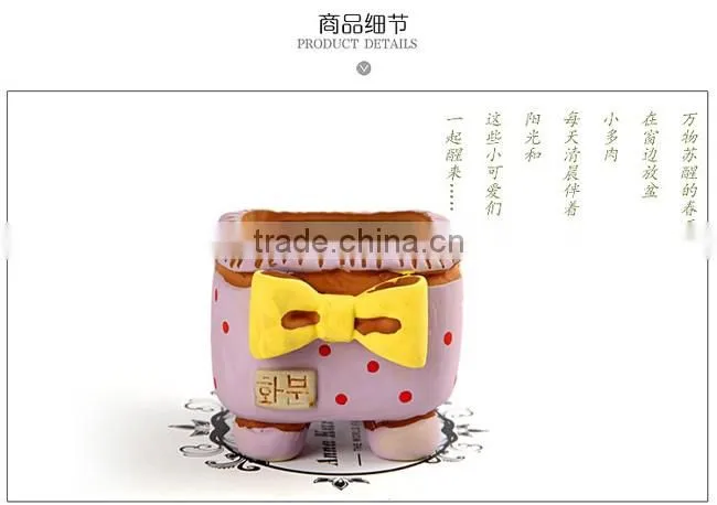 New design korean style bowknot spots small ceramic succulent planter