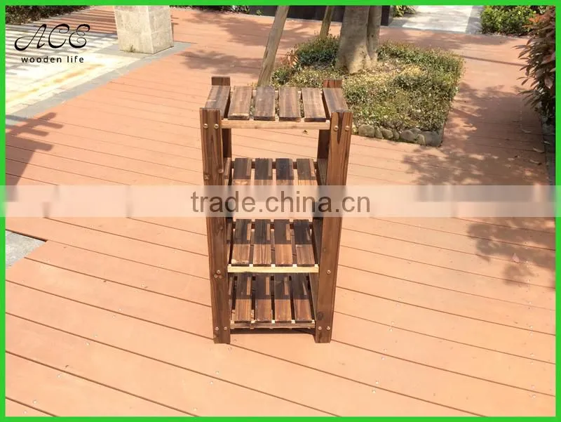 Assemble wooden garden flower shelf