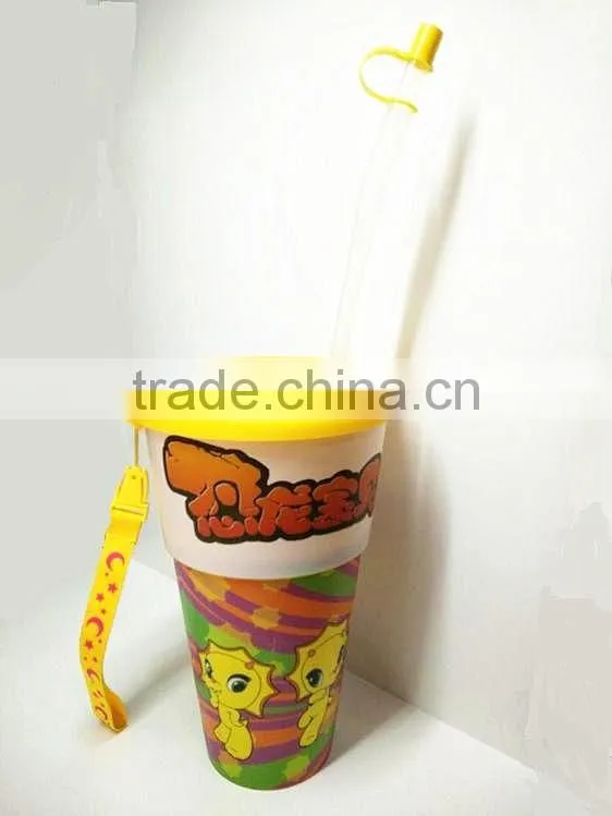 wholesale iml label plastic drinking cup with straw