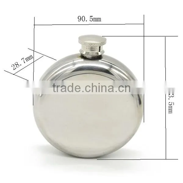 5 OZ Mirror stainless steel flagon / stainless steel hip flask / stainless steel wine bottles (with small funnel)