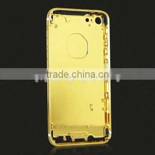 Luxury 24k gold plated + genuine leather back housing for iPhone 7 metal back cover
