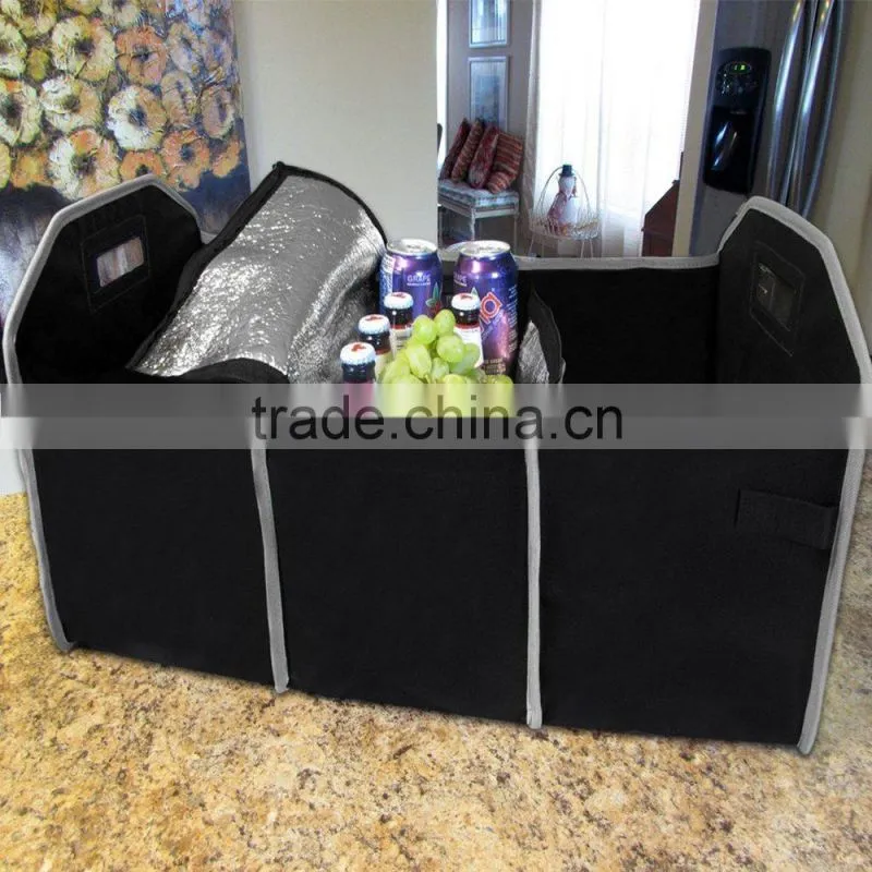 Collapsible trunk organizer removable car cooler bag