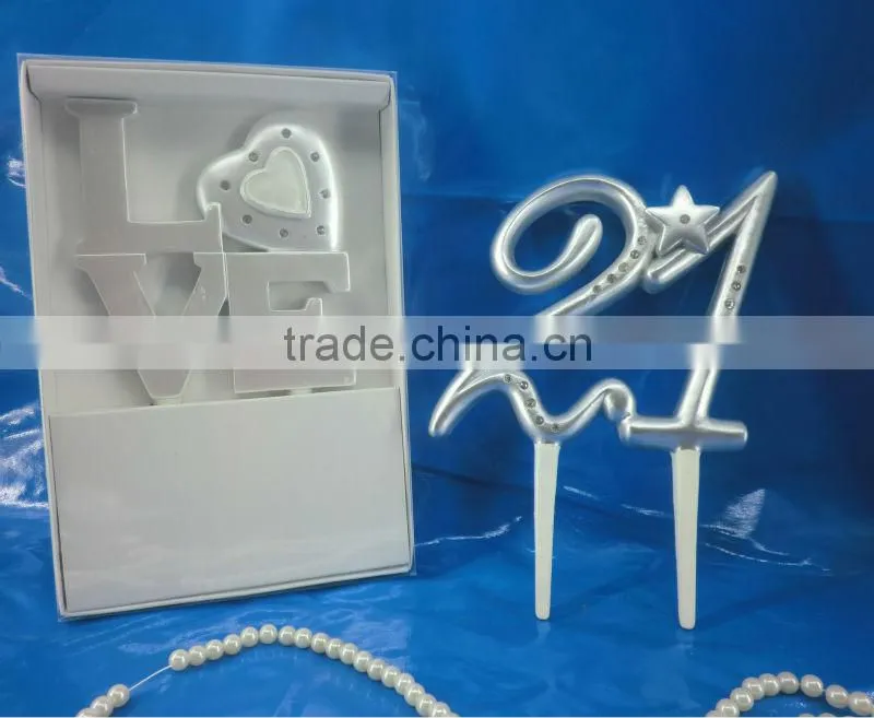 2014 hot selling decoration wedding anniversary 21 birthday cake toppers