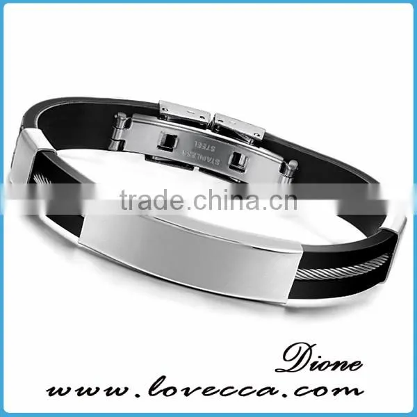 Charm Rubber Silicone Chain Gold Cross wristband bracelet for mens with stainless steel buckle