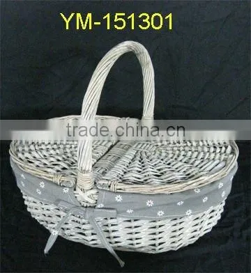 grey wicker oval picnic basket