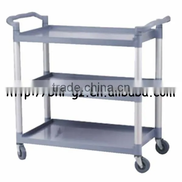 Hotel Supply Stainless Steel Movable kitchen storage trolley clearance black kitchen trolley with basket facial trolley car C260
