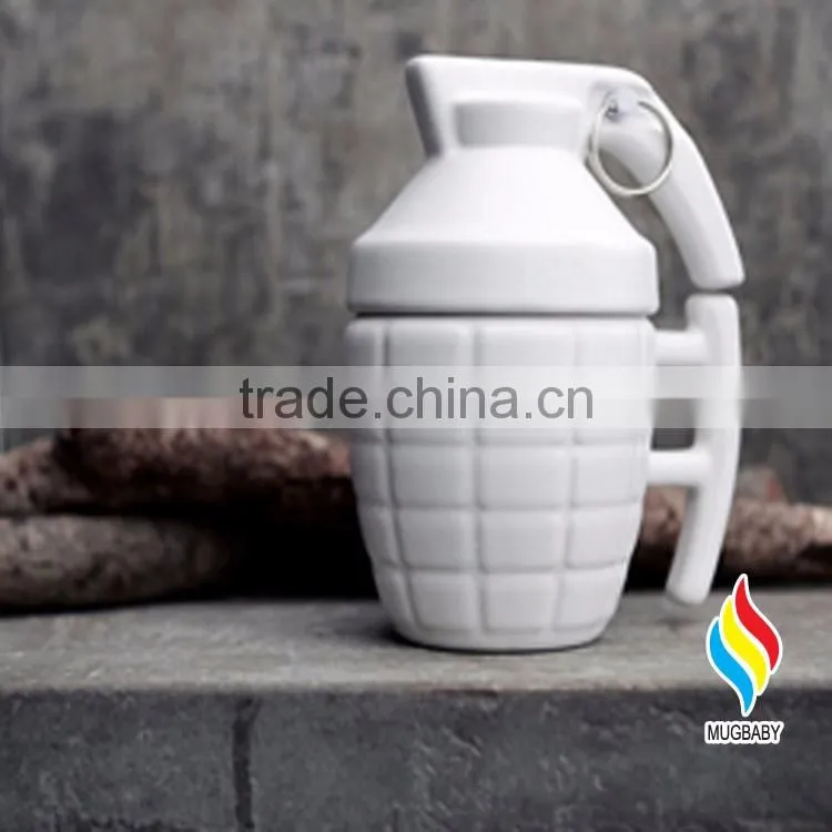 creative ceramic grenades shaped coffee mug with lid