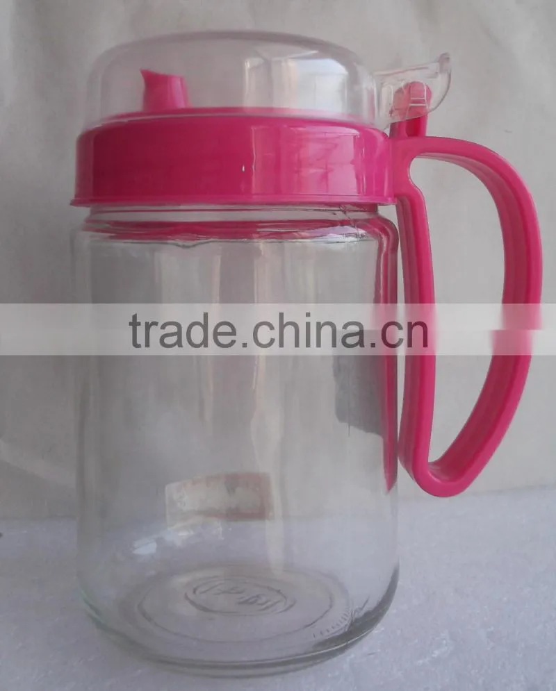 410ml 600ml 20oz glass oil bottle with colorful lids