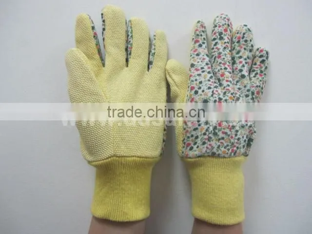 DDSAFETY 2017 Green Cotton Garden Gloves Knitted Wrist Safety Working Gloves