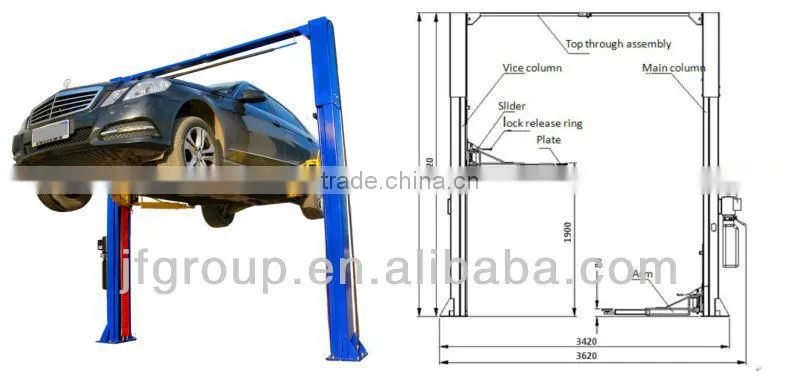 Single Point Lock Double Cylinder Hydraulic 4.5T Heavy Duty Low Ceiling Car Lift
