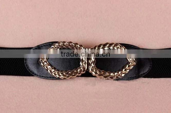 Wholesale leaf heart pattern alloy buckle elastic sex women lady waist belt