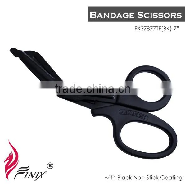 Black Non-Stick Fluoride Coated EMT Trauma Shears and Utility Bandage Scissors