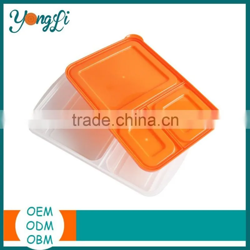 3 Compartment Microwave Dishwasher Custom Leakproof Bento Box