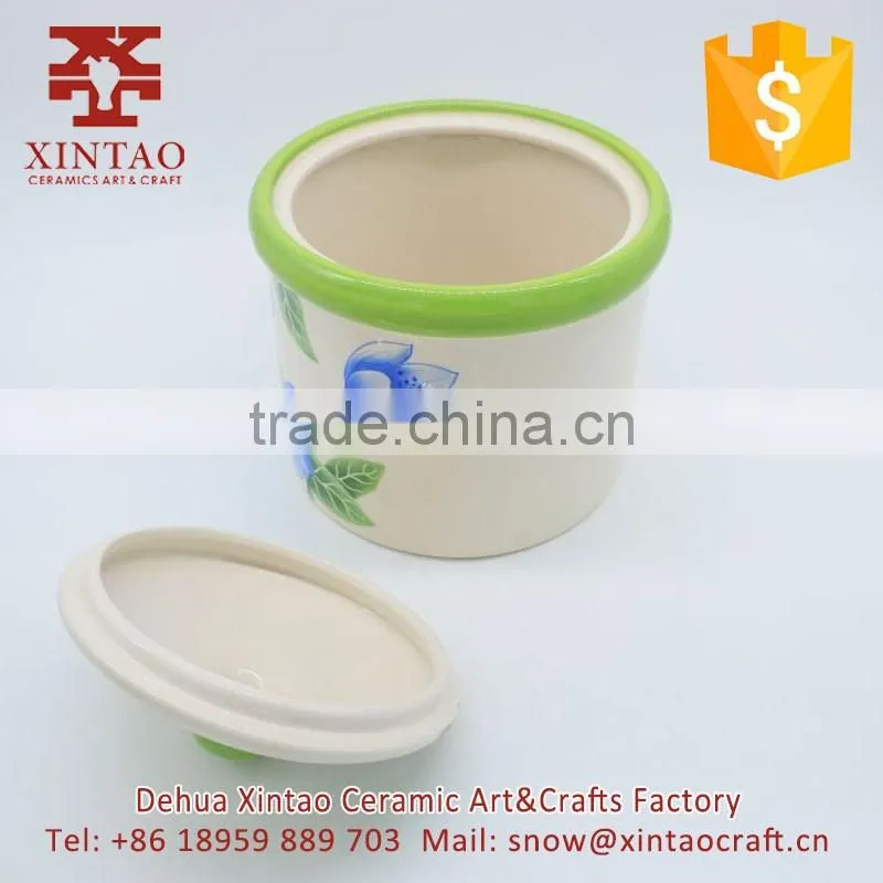 Gifts and craft ceramic storage containers jars canister set white with flower