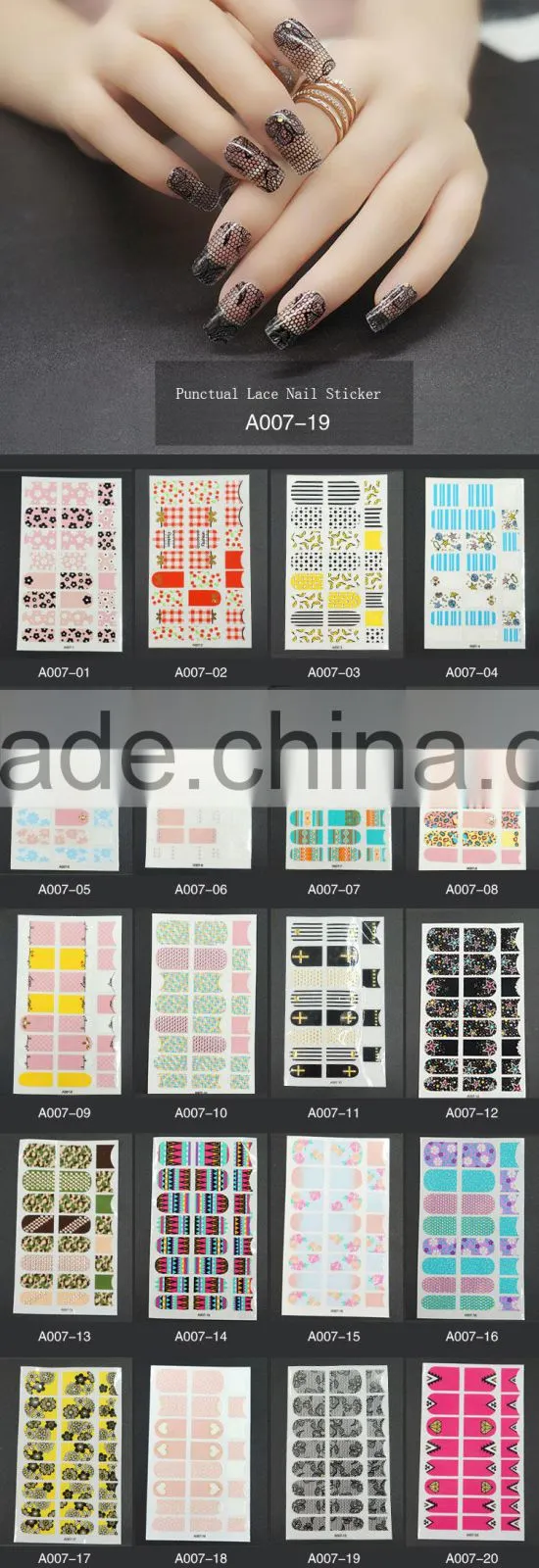 New Arrival 24pcs wholesale punctual lace foil nail sticker