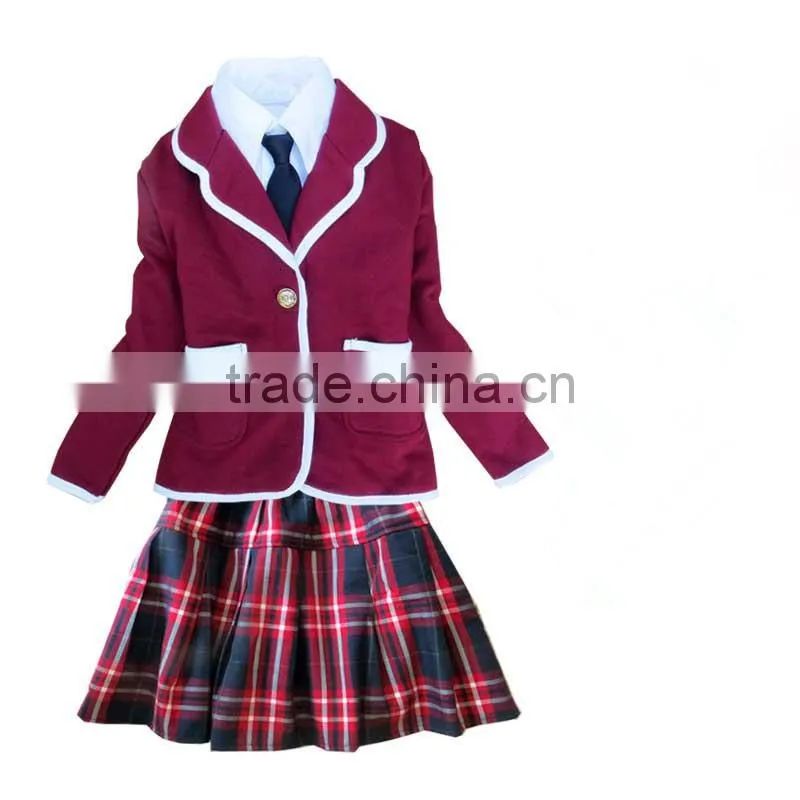 New fashion 100% cotton primary school uniform designs
