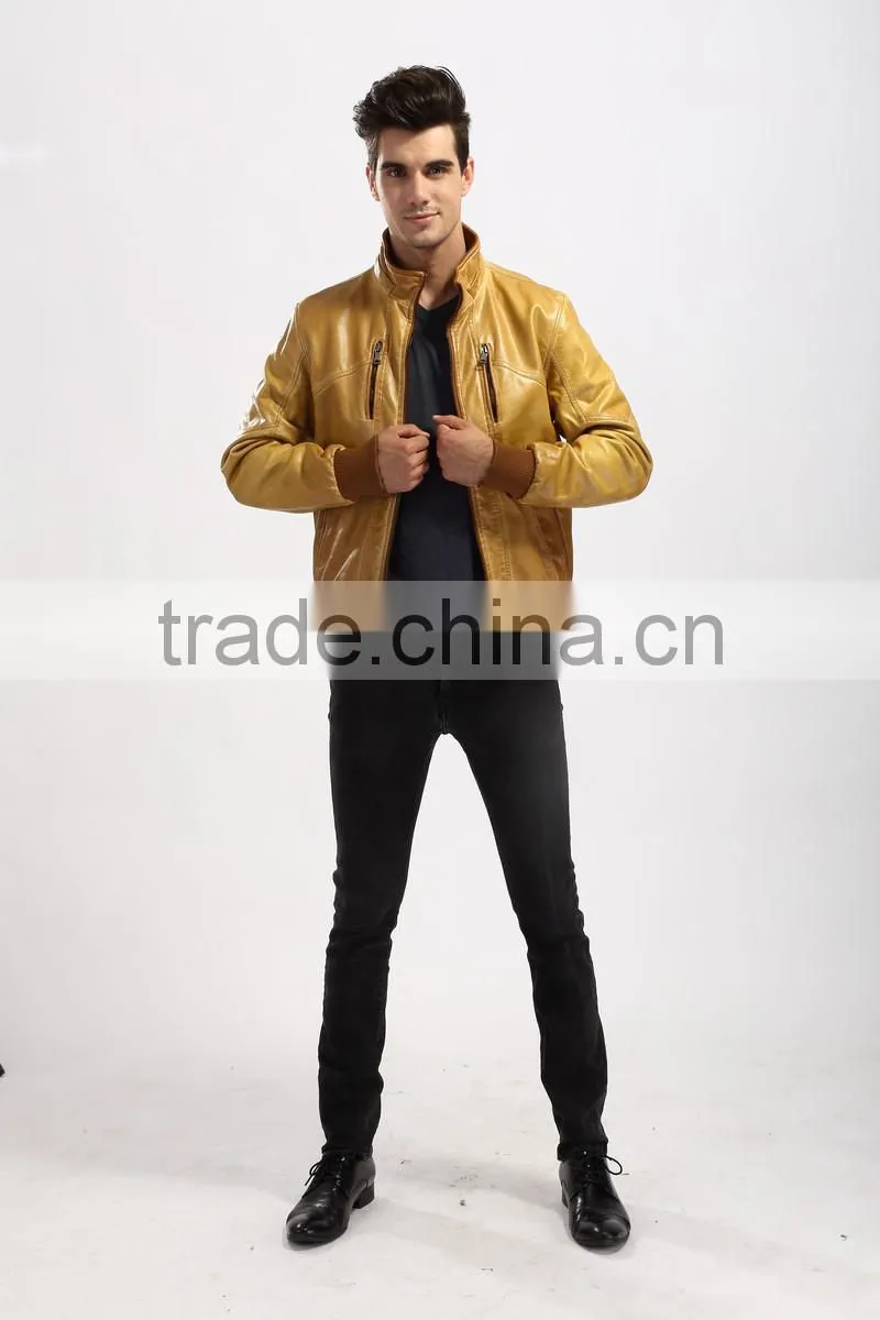 2015 New Style Motorcycle Leather Jacket Men Wholesale