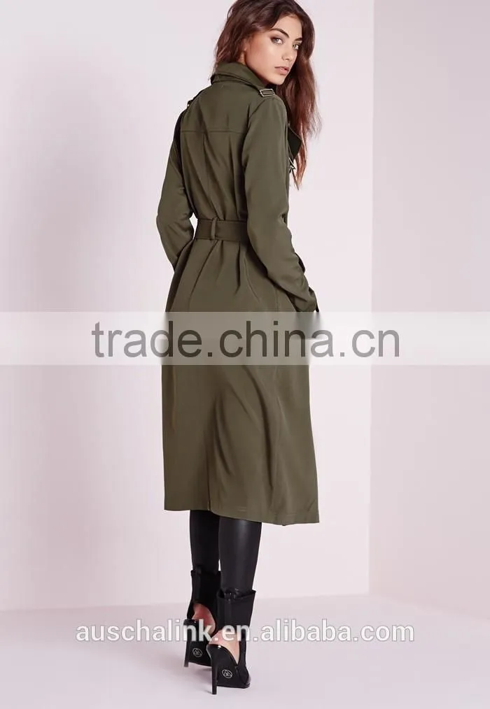 hot sale european style women khaki military trench coat