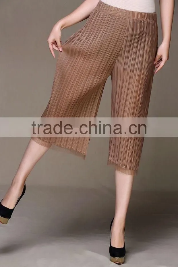 Pleat sleeveless solid women summer pant suits