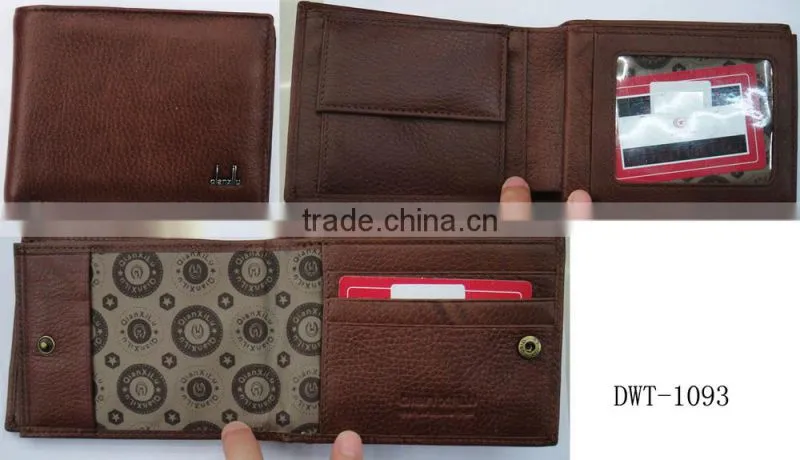 Fashion coffee cowhide skin genuine leather purse men wallet