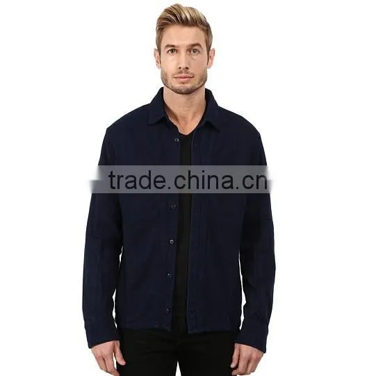 custom oversized dark bule buttons windbreaker jacket for men