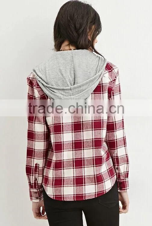 Wholesale Plaid Flannel Shirt ladies Shirt with hat Custom scotland Flannel Shirt