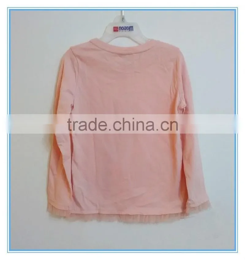 OEM 100% cotton children girls long sleeve shirt, girls t shirts with printing