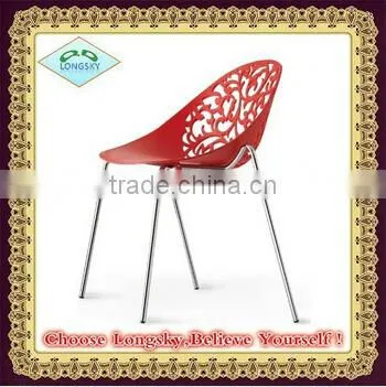 modern furniture stackable plastic chair with metal legs dinning chair