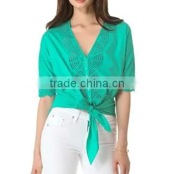 95cotton 5spandex women beautiful design slim-fit shirt