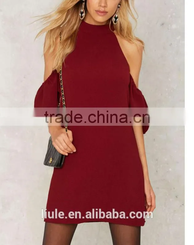 New women clothing elegant cold shoulder dress girls party sexy dress