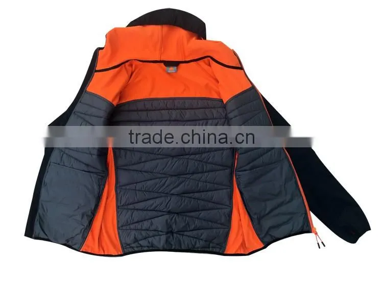 OEM latest design softshell stitching mens black padded jacket