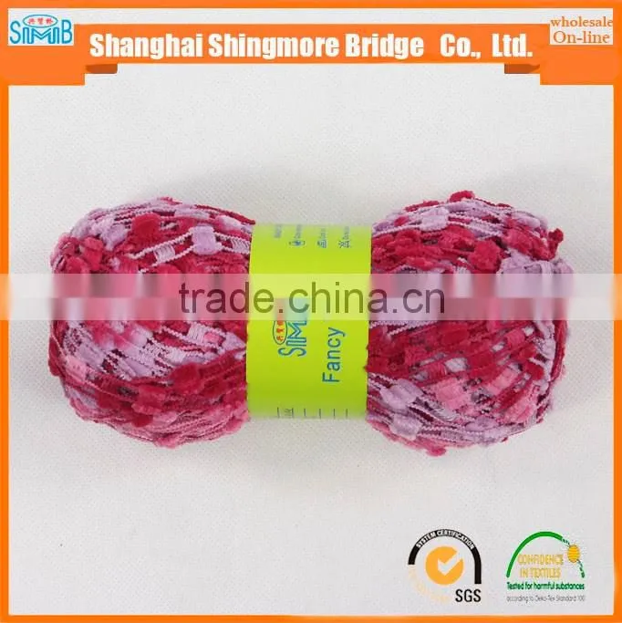 alibaba China knitting yarn supplier hot wholesale oeko-tex standard quality 100 polyester spun ladder yarn for knitting scarf