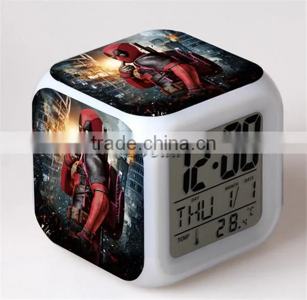 Promotion Gift LED Alarm Clock Deadpool Alarm Clock Table clock for kids Custom Digital LED Alarm clock