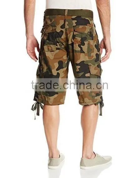 Men's All-Season Belted Ripstop Short pants camo garment factory wholesale