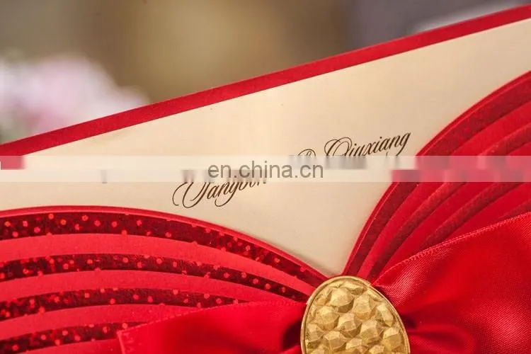 Luxury Greeting Card 6005 Free Customized Printing Red Wedding Invitation Cards