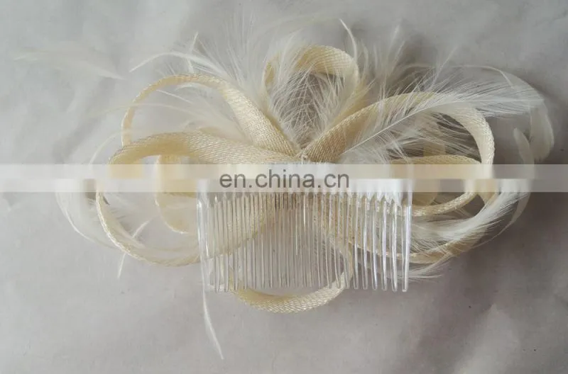 Fashion NEW women white flower Fascinator hair comb