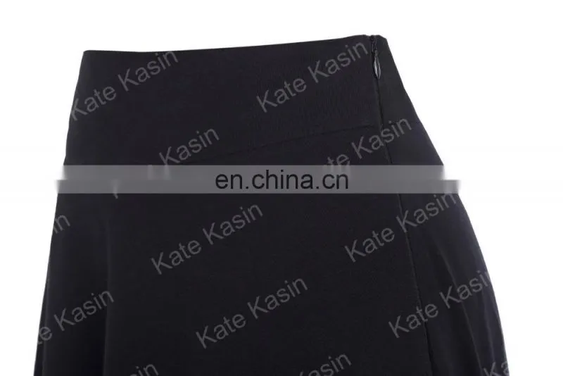 Kate Kasin Occident Women's High Stretchy Cotton High Waist A-line Flared Skirt KK000279-1