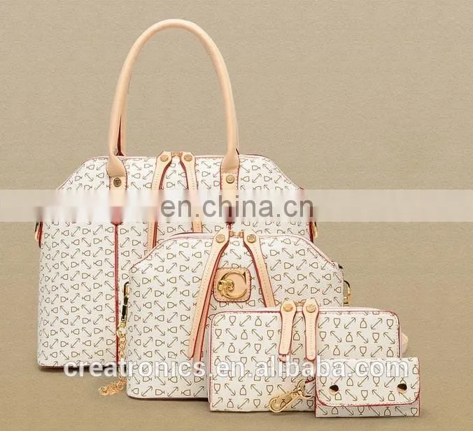 CR USA market expert new products on china market high capacity women leatehr tote bag with 4pcs purse bag set in handbags