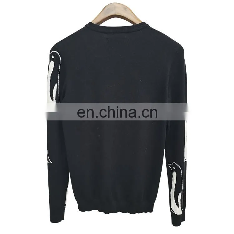 DiZNEW Custom latest flat knitting sweater fashion pattern crew neck fancy black men sweater
