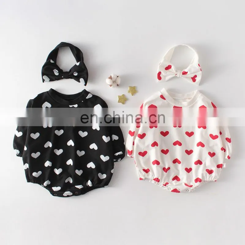 Lovely Infatns Clothes Fleece Full Sleeve Peach Heat Printed Baby Girls Hoodie Romper