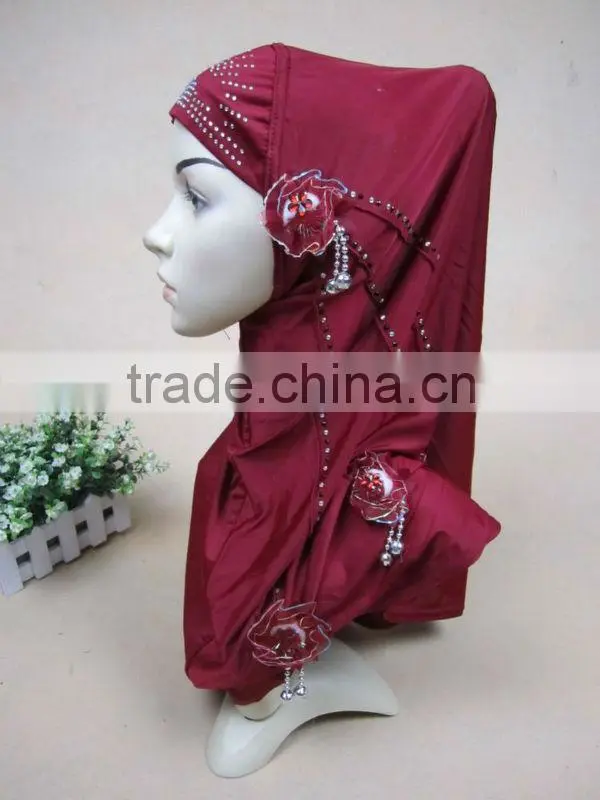 A527 newest design one piece muslim long HIJAB 4 flowers islamic hijab