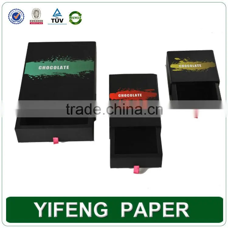 China mnufaturer hot stamping printing cardboard black drawer shoe box