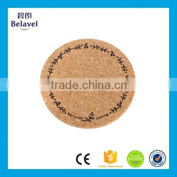 Promotional logo printed cup wooden custom cork coaster